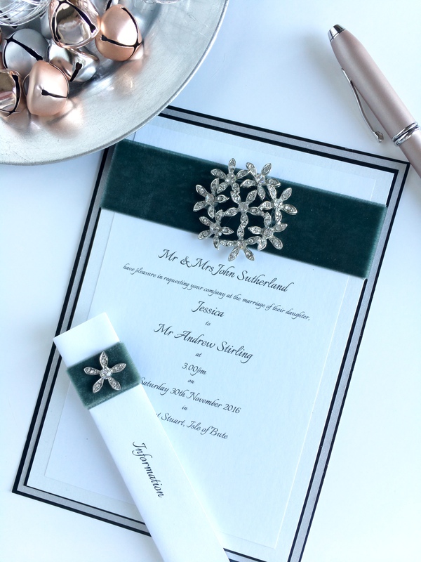 Velvet Diamanté Wedding Invitation