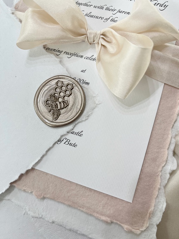 Blush Handmade Paper Wedding Invitation